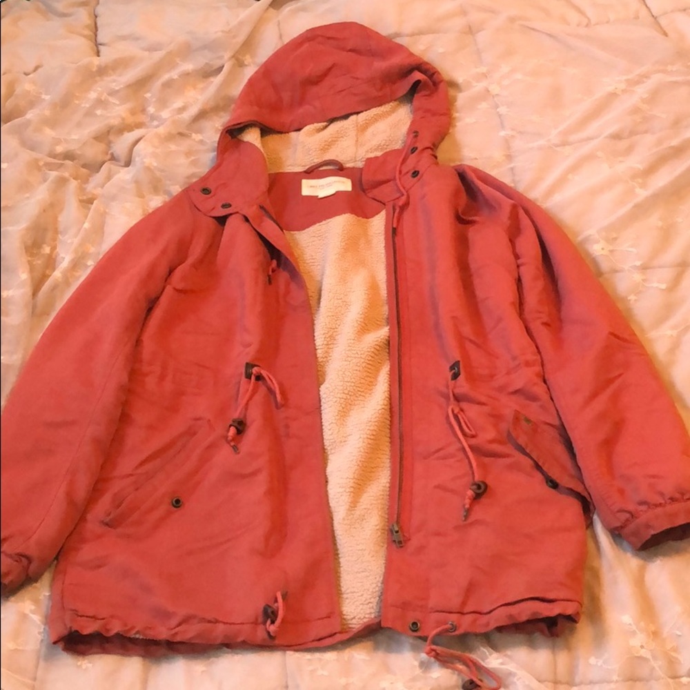 Cozy Burnt Orange Sherpa-Lined Fall Parka